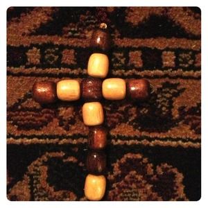 Brown wooden bead cross