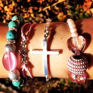 NWOT Custom Made Pink Bracelet set