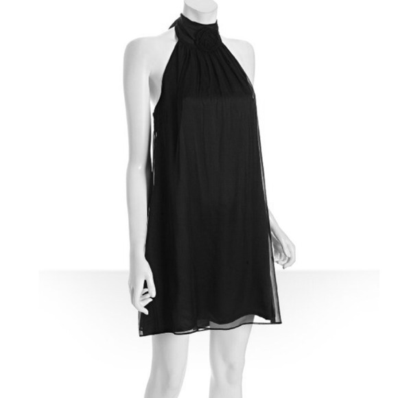 SOLD -- Alice & Olivia Black Chiffon Rosette Dress - Picture 2 of 3