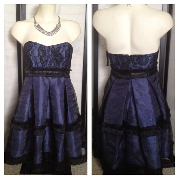 NWT BCBGeneration Blue Pleated Lace Dress 8