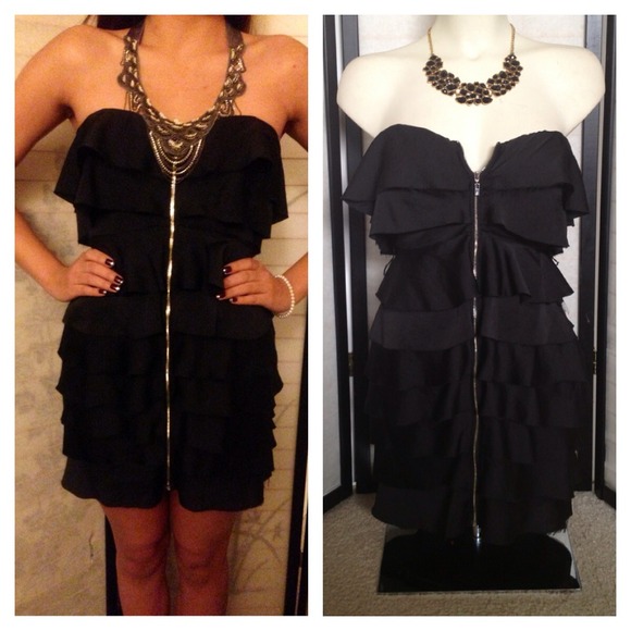 Bebe Sexy Black Tiered Dress
