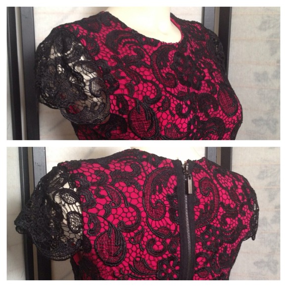 SOLD Bebe Pink Blace Lace Sheath Dress - Picture 4 of 4