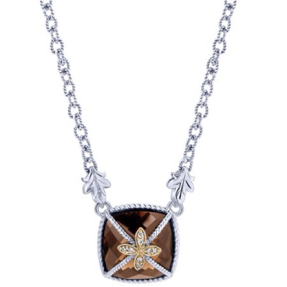 Sterling Silver Necklace with Smokey Quartz - Picture 1 of 1