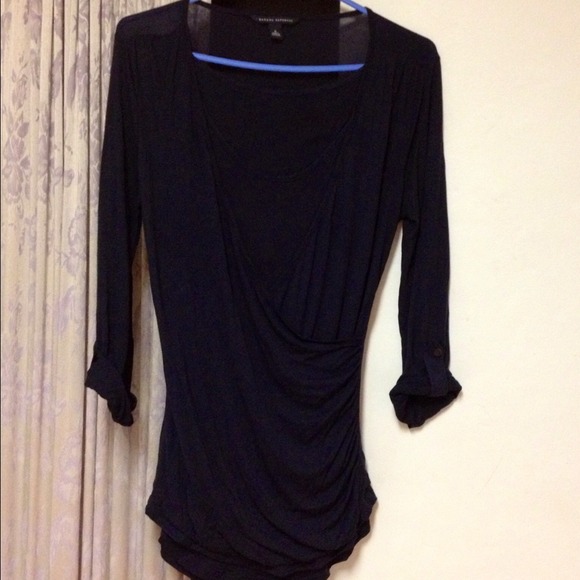Banana Republic, Navy Blue Draped Blouse. - Picture 1 of 3