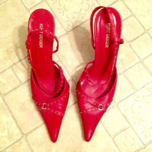 Kurt Geiger Red Leather Rock Star Heels