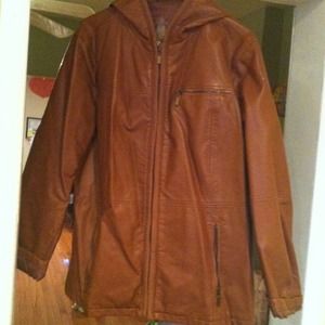 Beautiful woman's faux leather jacket