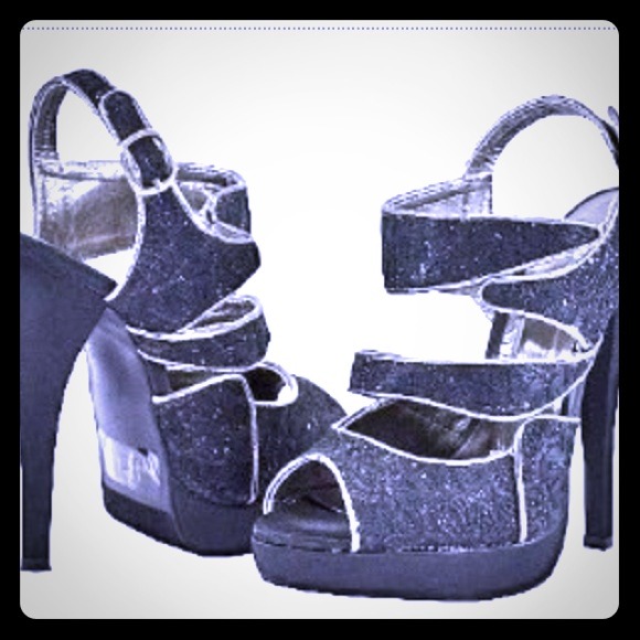 Cute lace-detailed strappy black heels