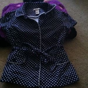 Blue and white polka dot blazer