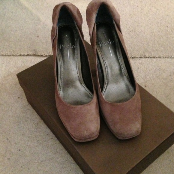 Brown suede platforms