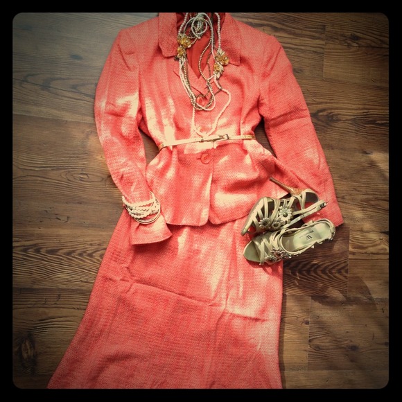 Coral dress suit jacket and skirt