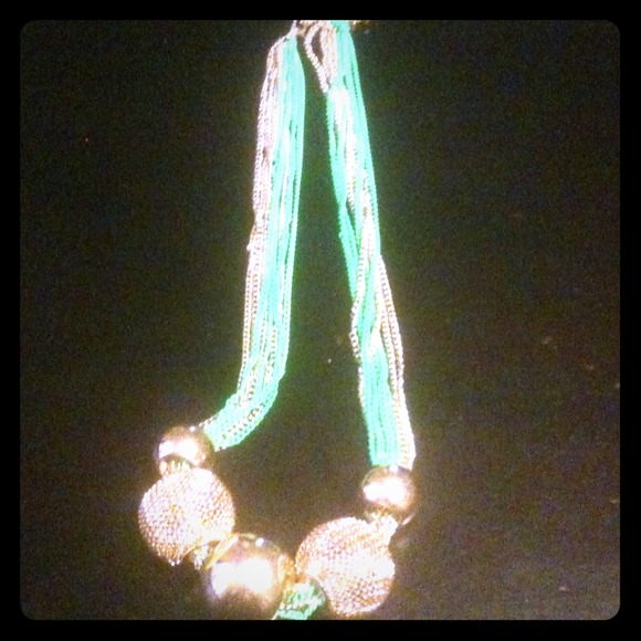 Gorgeous Green Necklace with Gold Balls