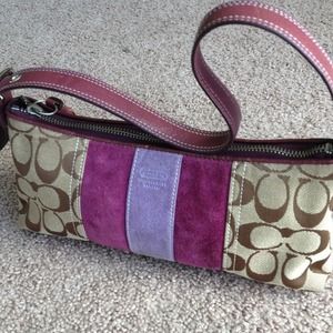COACH purple lavender suede canvas handbag