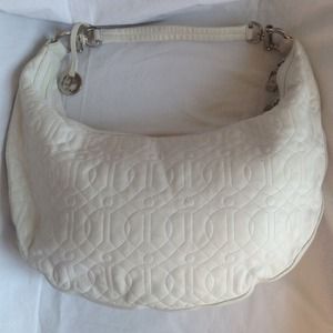 Donald J Pliner white leather hobo bag