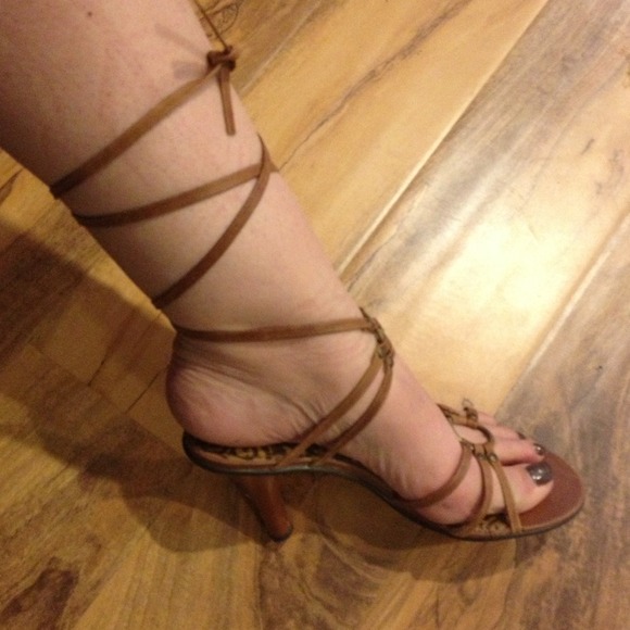 Brown wrap heel