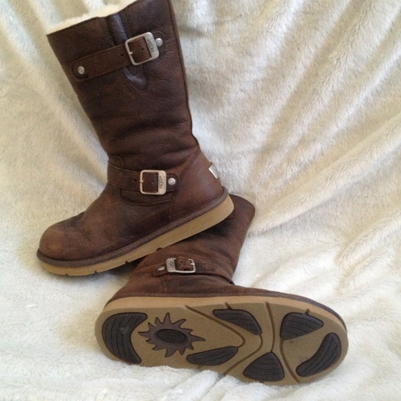 UGG Kensington brown biker boots.