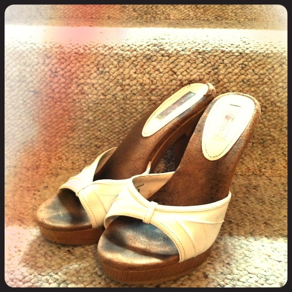 White open toe high heel