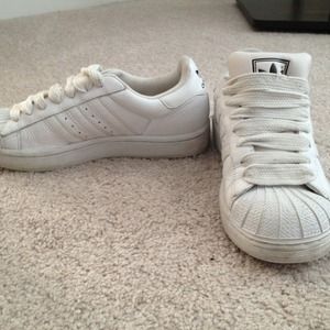 Vintage Adidas all white shell toe