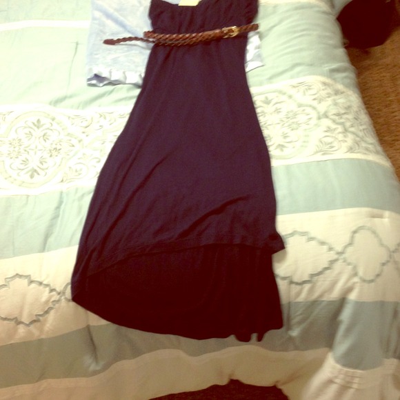 Navy belted summer dress