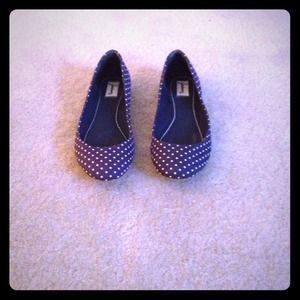 Navy & white flats, brown boots, and black booties
