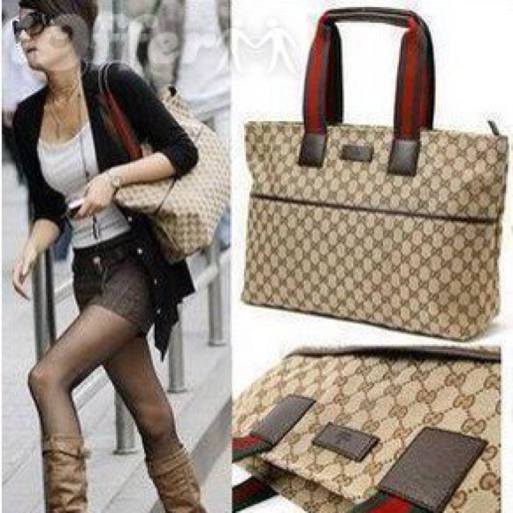 Gucci large canvas tote handbag