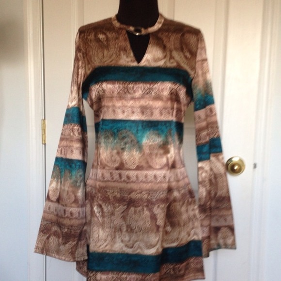 SOLD...Torquoise and brown dress/ tunic