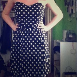 Strapless black and white dress