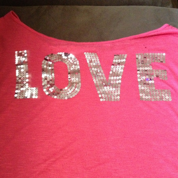 Pink sequin love shirt