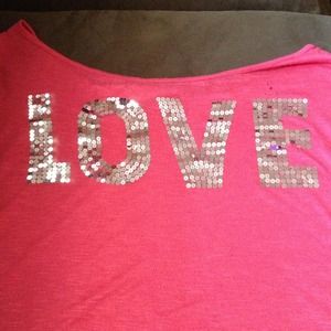 Pink sequin love shirt