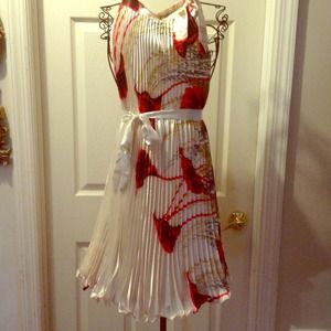 👗Floral Design Accordion Dress with Belt👗