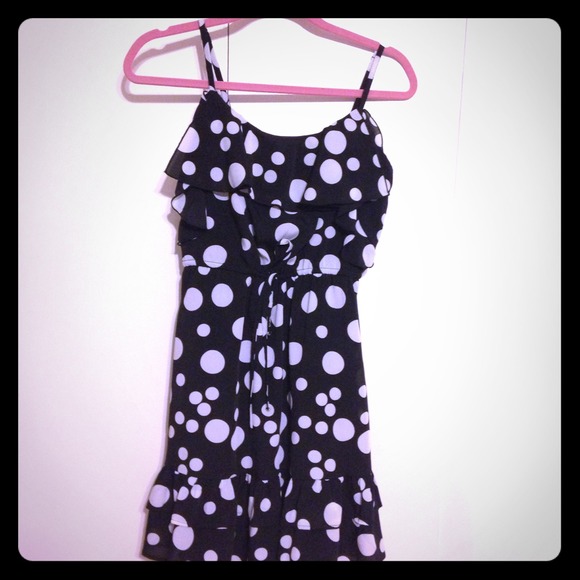 Black and white polka dot dress