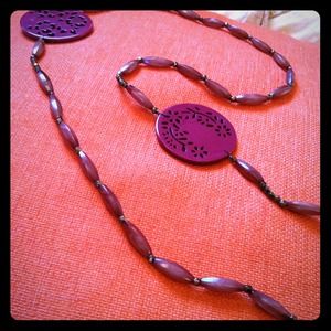 Burgundy Patterned Necklace