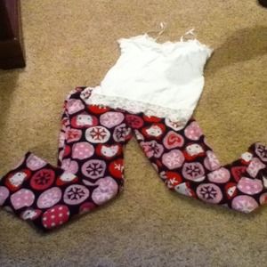 Hello kitty pajama bottoms with top.