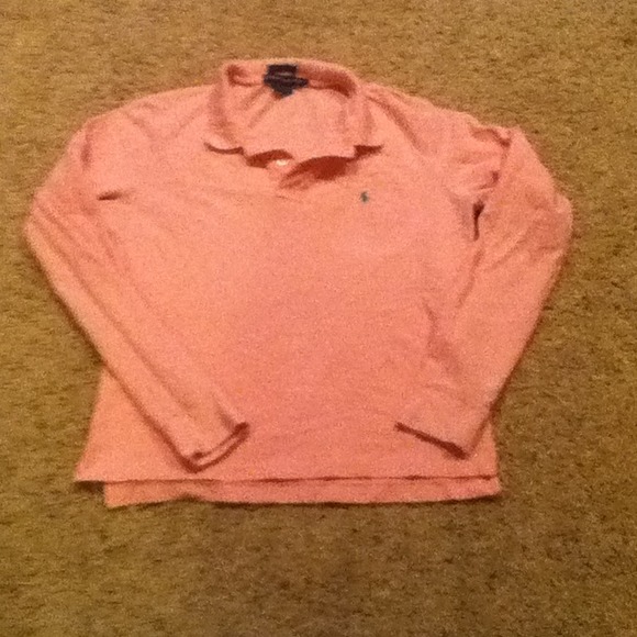 Ralph Lauren Pink LS polo with green logo