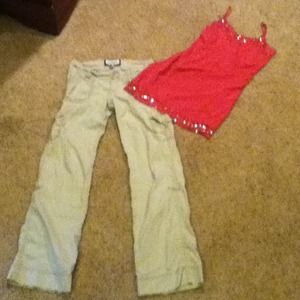 Abercrombie khaki cargo pants with sparkly cami.