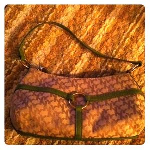 SOLD! New York & company tan purse with green trim