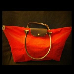 New Longchamp-Inspired Shoulder Nylon Tote - Red