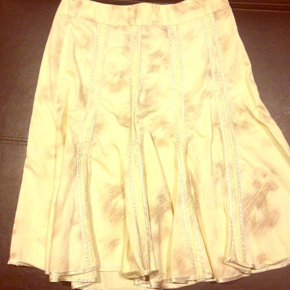 Yellow Cotton Knee Length Skirt