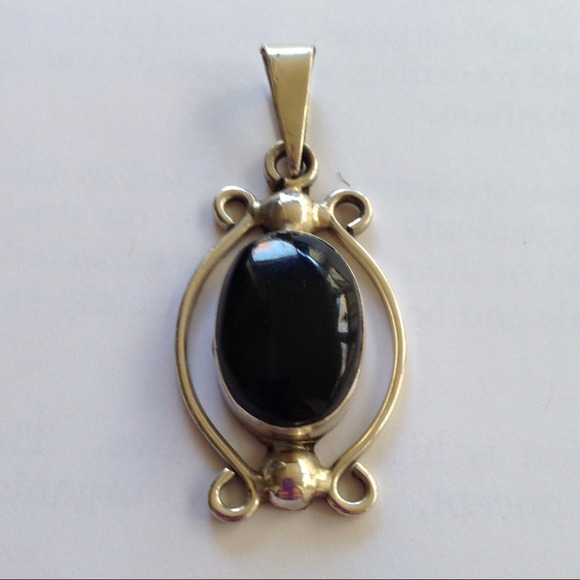 Black Pendant with Silver Accents