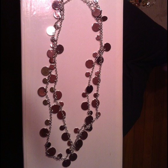 Lia Sophia long silver necklace.