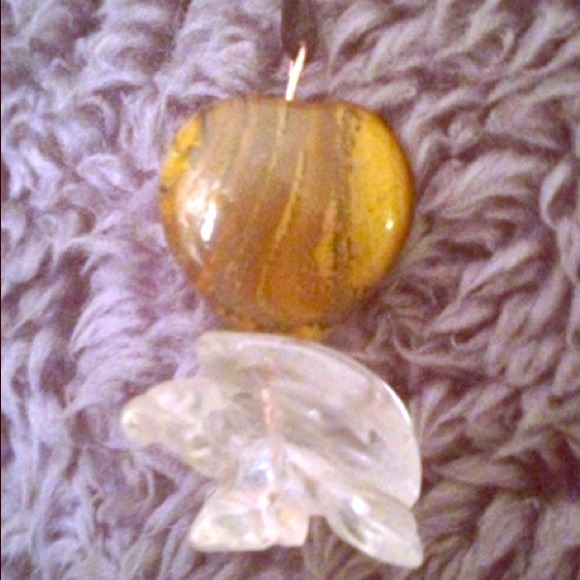 Quartz Eagle-Tiger Eye Heart Necklace