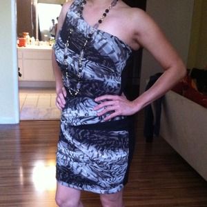 Size S 1 shoulder strap animal print dress.