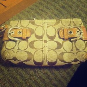 Coach brown wristlet