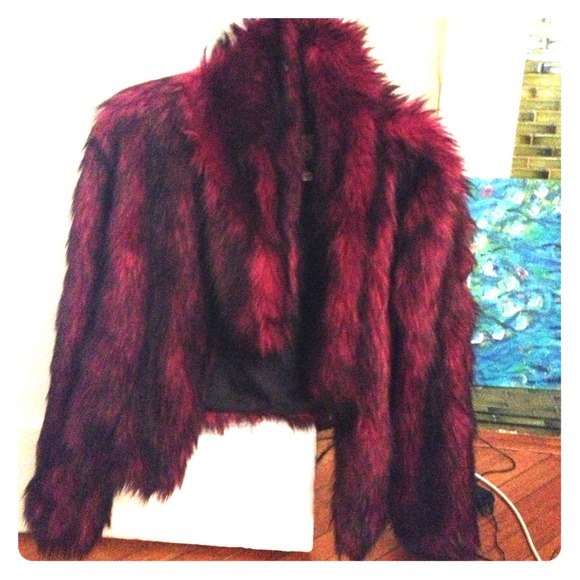 Gorgeous pink and black faux fur jacket