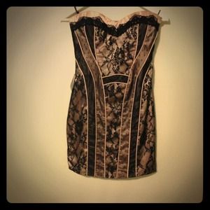 New.Bebe black lace strapless dress. Size Small.