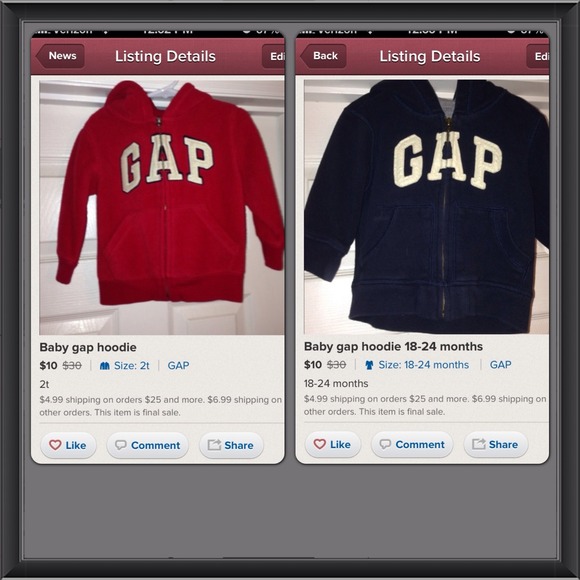 BUNDLE two baby gap hoodies