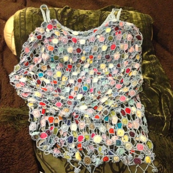 Baby blue crocheted and beaded sweater set!