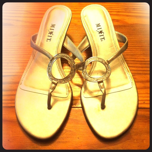 Silver flip flop heels