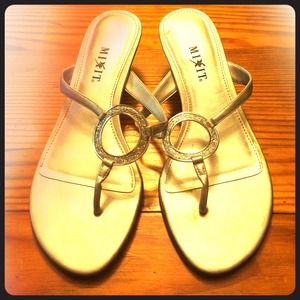 Silver flip flop heels