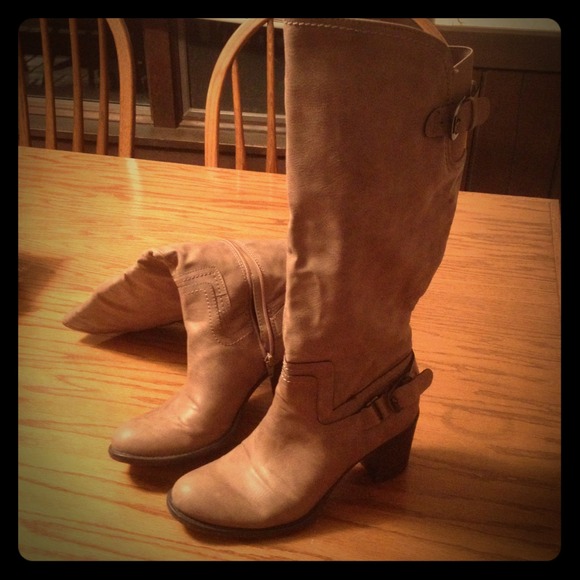 Tan knee high boots
