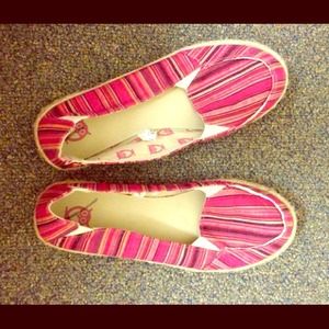 **Sold** Pink Striped Slip-On Shoes